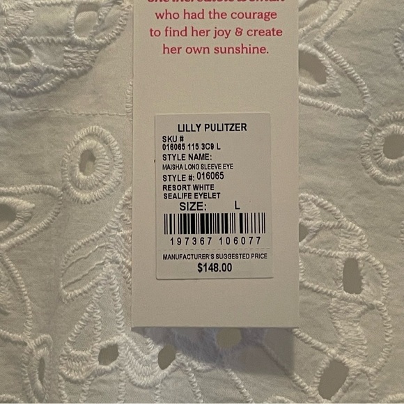 Lilly Pulitzer Maisha Eyelet Top Size L - Picture 10 of 12